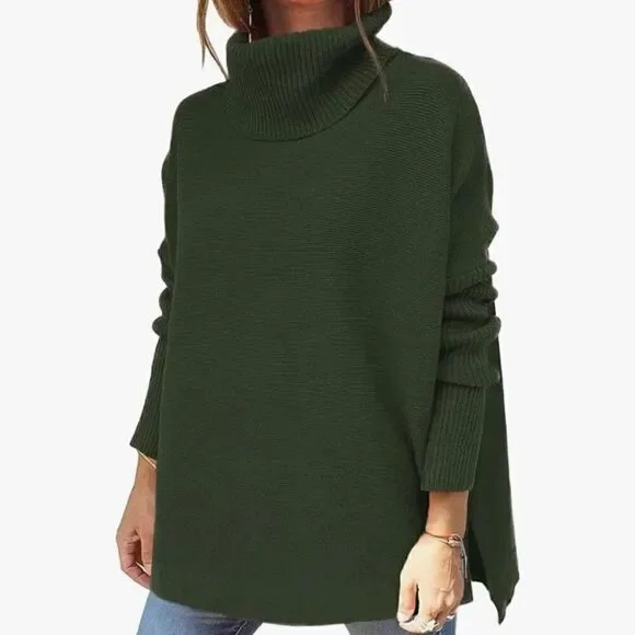 LILLUSORY Green Turtleneck Oversized Sweater Size XL - Picture 1 of 9